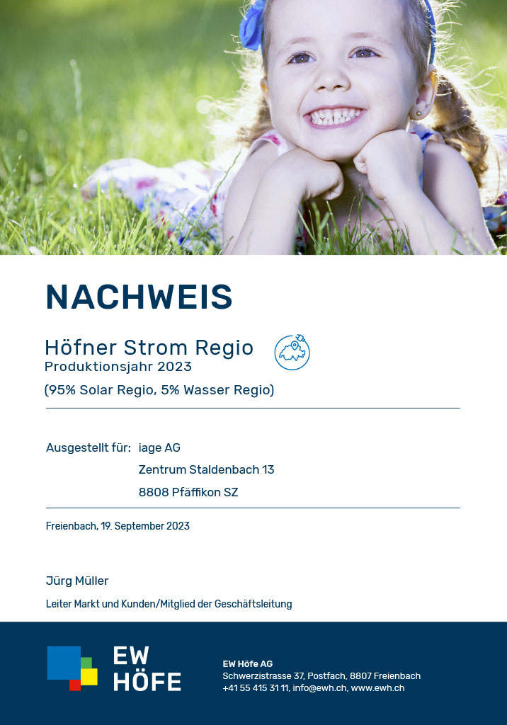 Zertifikat Hoefner Naturstrom 2023