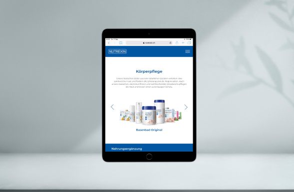 Webseite für NUTREXIN- Synergie aus Design und Funktionalität